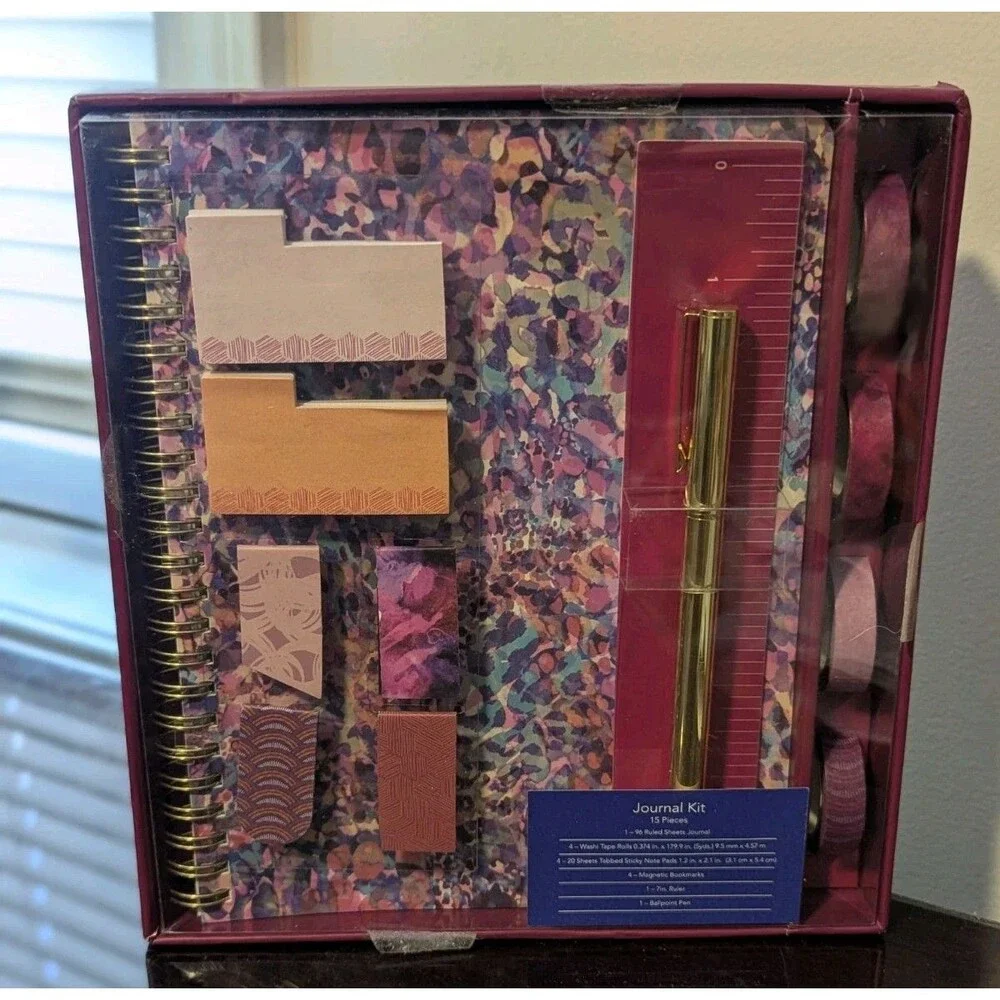 Floral Journal Kit 15 Piece‎ Journal Washi Tape Note Pads Bookmark Ruler Pen